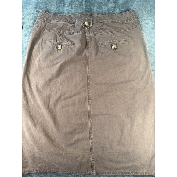 Kim Rogers Womens 12 Brown Denim Skirt Knee Length Button Casual - Picture 2 of 6